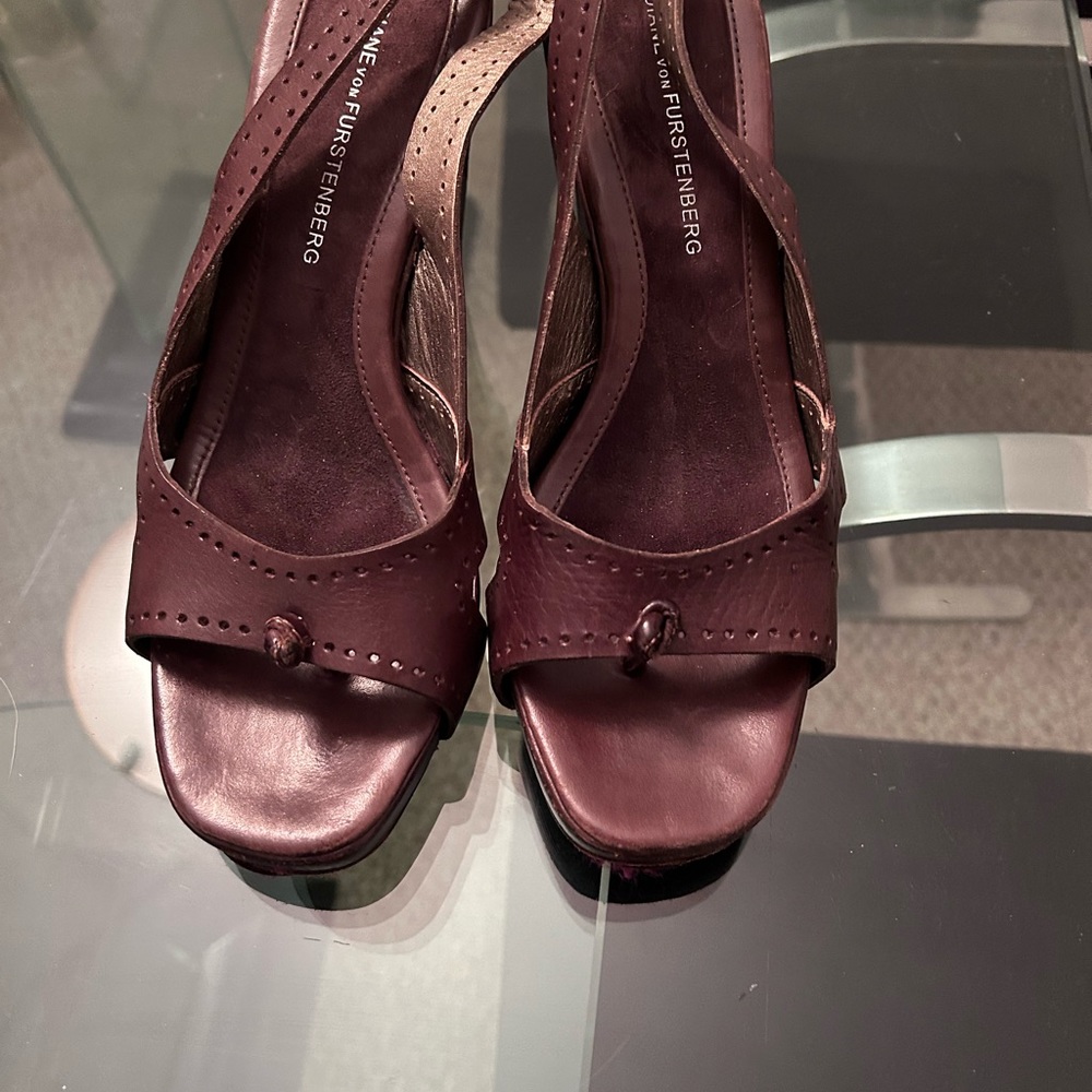 Brown open-toe shoe by Diane Von Furstenberg.